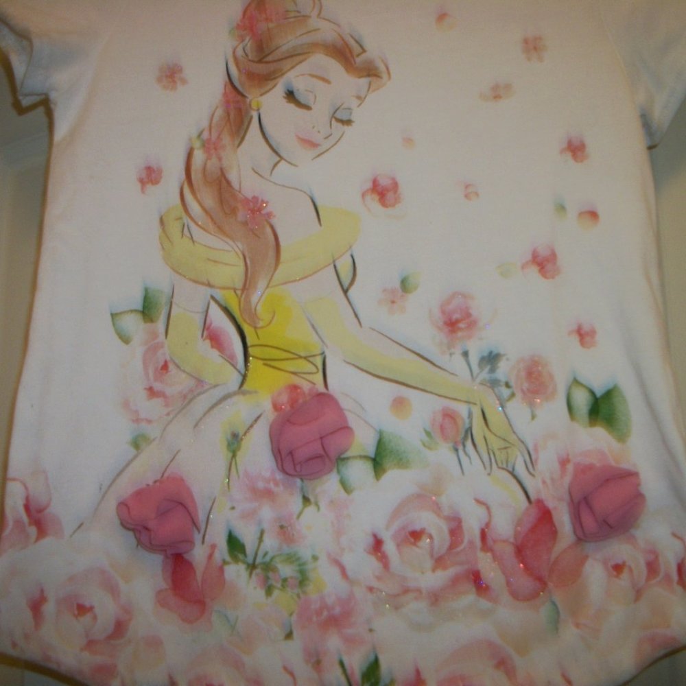 DISNEY PRINCESS, PRINCESS TOP W FLOWERS  GIRL10/12